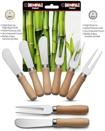Alternative view of 6 Parça Doğal Bambu Kahvaltı ve Sunum Seti - 3 Mini Kokteyl Çatalı ve 3 Tereyağı Reçel Sürme Spatulası