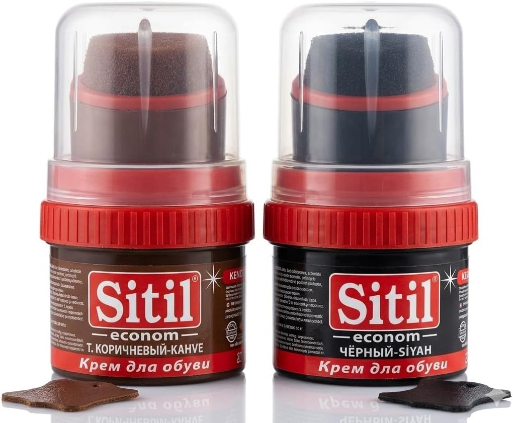 2'li Ayakkabı Boya Seti (Siyah + Kahverengi) - 50 ml Kendinden Süngerli Cilalı Bakım Kremi