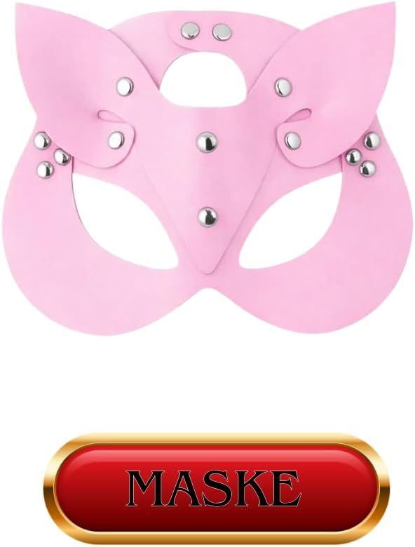 Sınırsızmarket 15 Parça Pembe Fantezi Set, Kedi Maskesi, Kelepçe, Kamçı, Oyun Kartları, Tüy Tickler, Göz Bandı Dahil