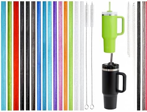 4 Adet Yeniden Kullanılabilir Simli Pipet Seti Bardaklar için, Temizleme Fırçası Dahil, 40oz 30oz Kupalar ile Uyumlu (Kırmızı,Turkuaz,Mavi,Mor)