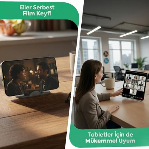 Alternative view of 3’lü Set Siyah Masaüstü Telefon Tutucu Stand – Tablet Uyumlu, 3 Açılı Piramit Tasarım, 4–11 İnç