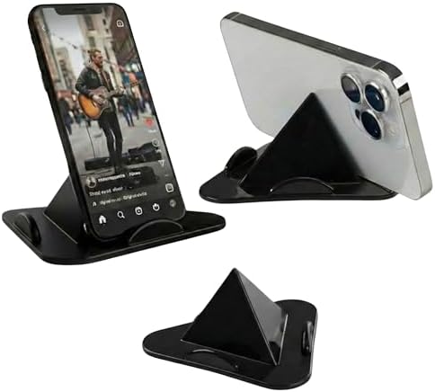 Alternative view of Siyah Masaüstü Telefon Tutucu Stand – Tablet Uyumlu, 3 Açılı Piramit Tasarım, 4–11 İnç