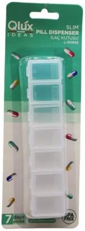 7 Günlük İlaç Kutusu, Slim Uzun Dikdörtgen Pill Dispenser, Haftalık Hap Saklama Kutusu