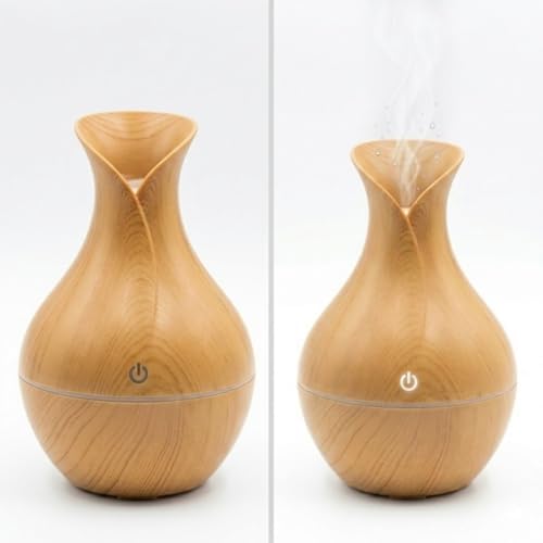 Ultrasonik Hava Nemlendirici ve Aroma Difüzörü, Ahşap Görünümlü, 15 cm Yükseklik, 10 cm Genişlik