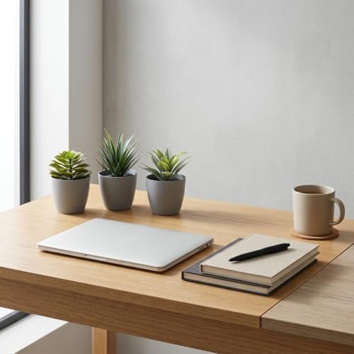 Alternative view of 3’lü Yapay Sukulent Bitki Seti – Saksılı Dekoratif Masaüstü Yapay Bitkiler, Modern Ev ve Ofis Dekoru için Mini Saksı Bitki Seti (8 cm)