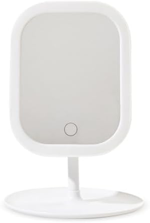 LED Işıklı Makyaj Aynası, Beyaz, Dokunmatik Kontrol, Masa Üstü Standlı, Oval Tasarım
