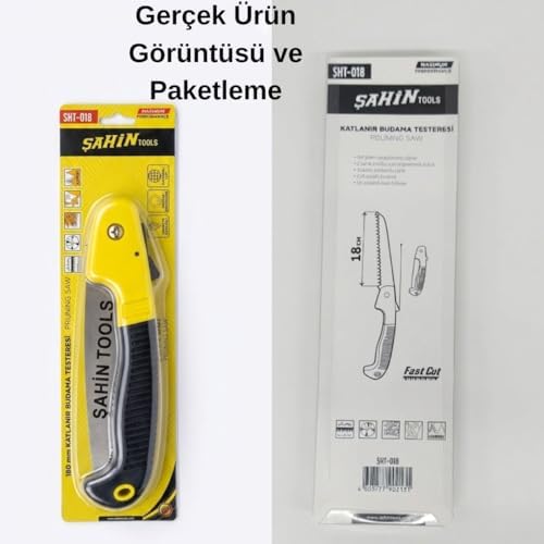 Alternative view of ŞAHİN TOOLS SHT-018 Katlanır Budama Testeresi - 18 cm Yüksek Karbonlu Çelik Bıçak, Ergonomik Tutuş, Üç Eksenli Özel Bileme, Hızlı Kesim (Cut)