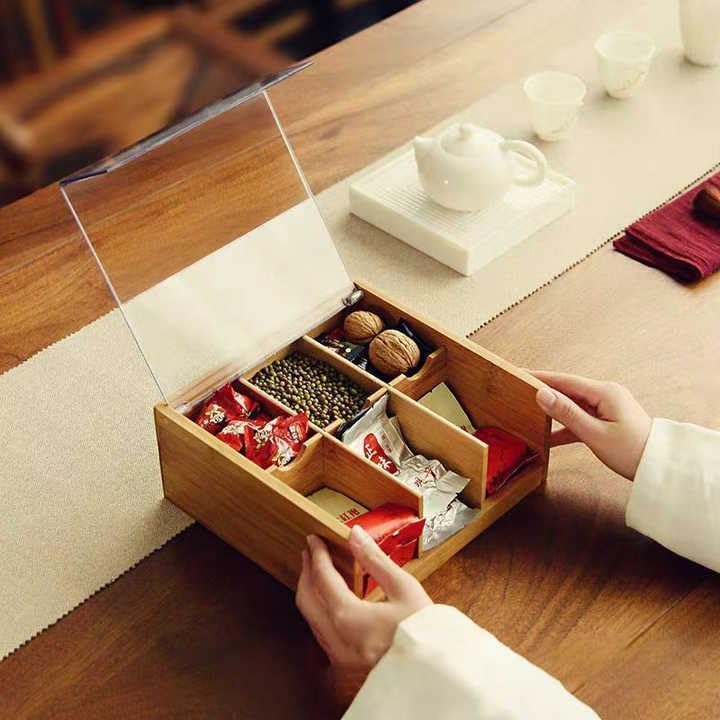 Alternative view of Orjinal Bambu Organizer, Çay Kutusu, Takı Kutusu, Mıknatıslı Kapak, Premium Kalite (6)