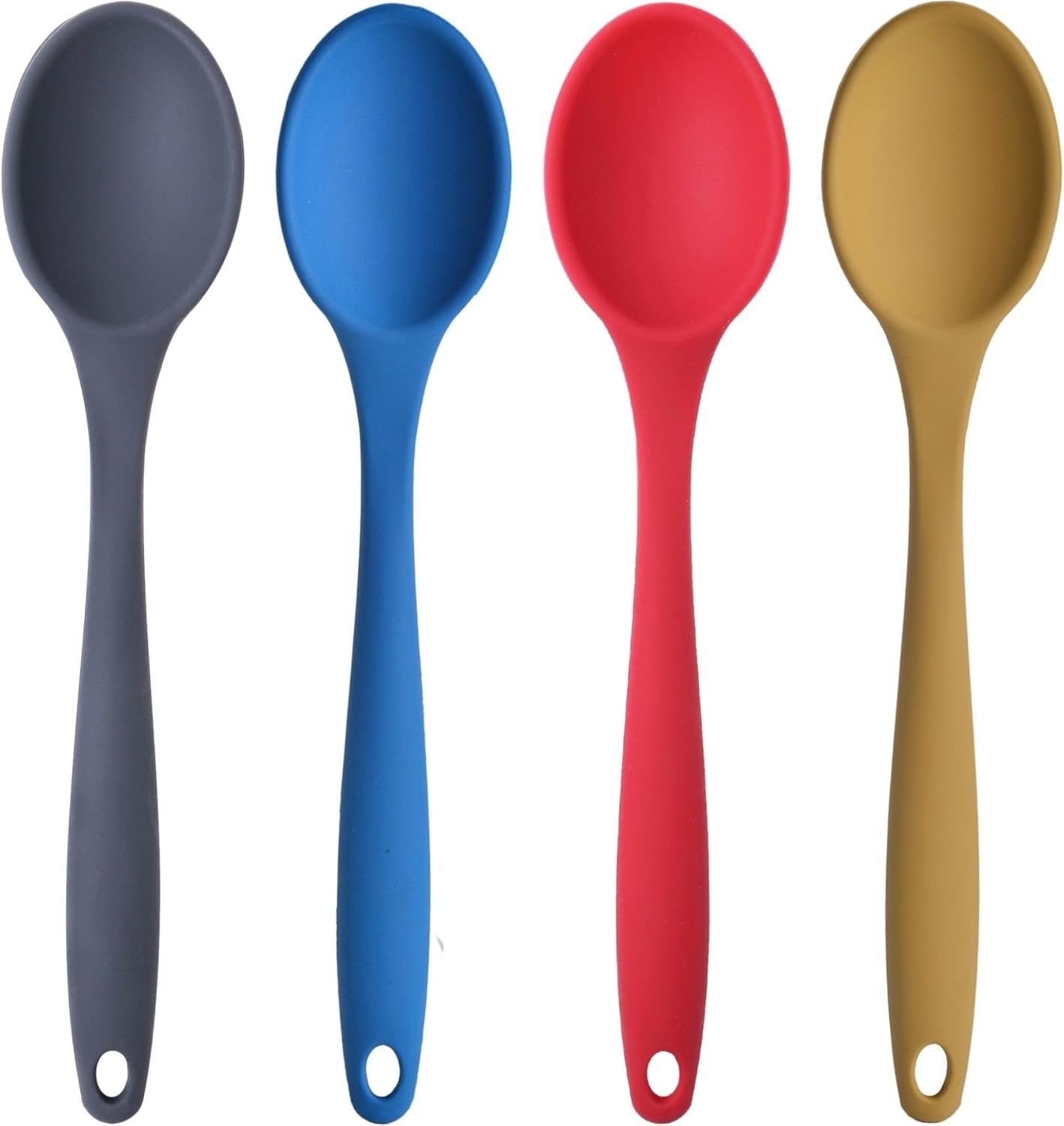 Alternative view of Silikon Büyük Boy Kaşık Seti, Yanmaz Yapışmaz, Çok Renkli - Mavi, Sarı, Kırmızı, - 27 CM, 4 Adet Set, BPA
