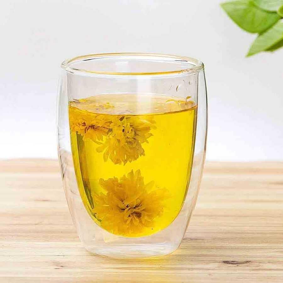 Çift Cidarlı Borosilikat Cam Kupa, Şeffaf, 350ml, Kulpsuz,