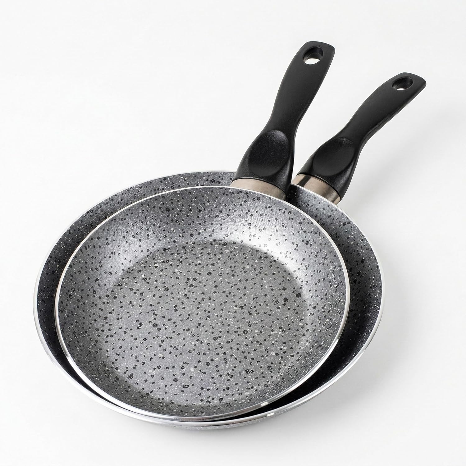 Alternative view of Nirvana Eco 2'li Tava Seti - 16 cm ve 20 cm Gri Kırçıl Granit Efektli Yanmaz Yapışmaz Pratik Omlet ve Sos Tavası