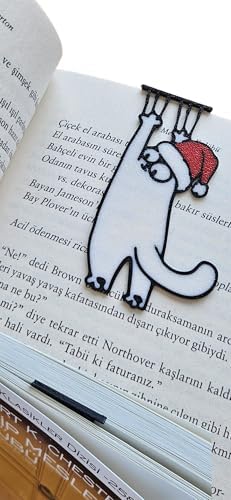 Alternative view of 3D Baskı Kırmızı Şapkalı Beyaz Tırmanan Kedi Kitap Ayracı - 7 Adet