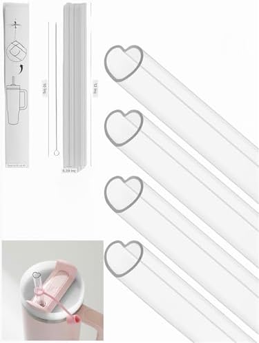 Alternative view of 30 Cm Uyumlu Kalp Şekilli Tritan Malzeme Yedek Pipet Seti (4 pipet ve 1 Fırça) 30 oz ve 40 oz Bardaklar ile Uyumlu, Ekstra Uzun, Şeffaf