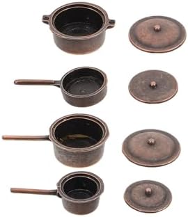 Alternative view of Exe Minyatür 4 Adet Metal Tencere Tava Seti Bebek evi çocuk oyuncakları Kahverengi