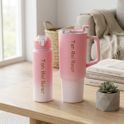 2’li Matara ve Pipetli Mug Bardak Seti – 900 ml Spor Suluk + 1500 ml Pipetli Termal Mug Bardak, Günlük Kullanım İçin İçecek Seti