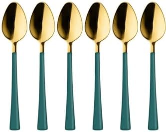 6 Adet Çay Kaşığı Seti, 18/10 Paslanmaz Çelik, Yeşil, 11 cm, 70 gr