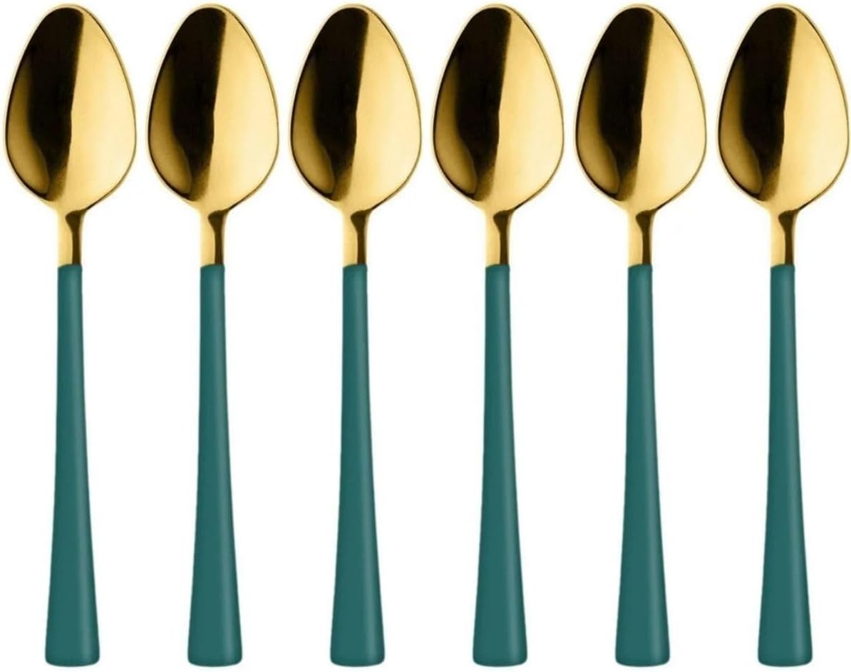 Alternative view of 6 Adet Çay Kaşığı Seti, 18/10 Paslanmaz Çelik, Yeşil, 11 cm, 70 gr