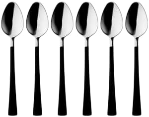 6 Parça Çay Kaşığı Seti, Paslanmaz Çelik, Gümüş Siyah, 11 cm