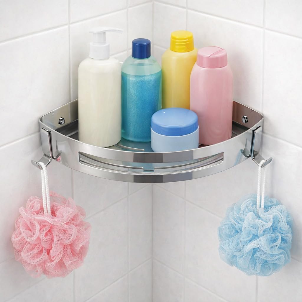 Alternative view of Banyo Köşe Rafı 304 Paslanmaz Çelik Şampuanlık 23x23 cm KBK100