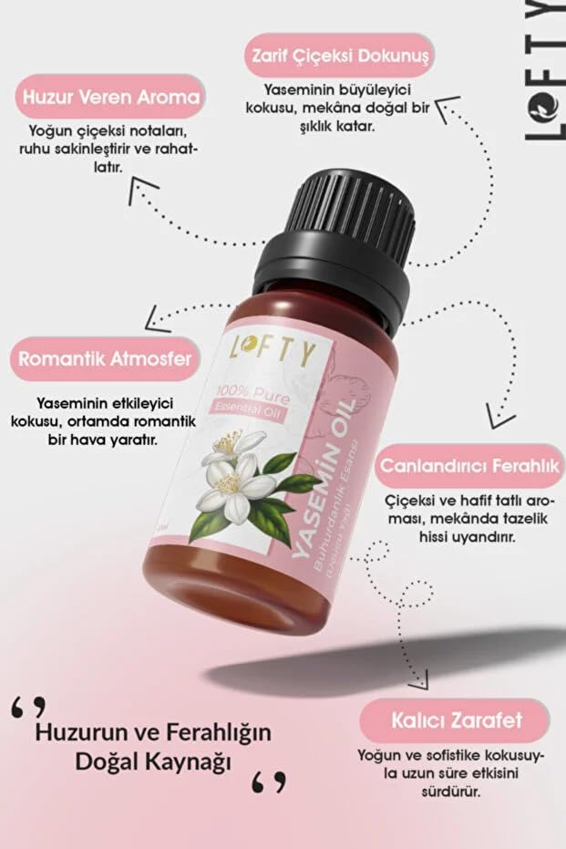 Alternative view of Lofty Yasemin Saf Uçucu Yağ (10ml) -%100 Doğal Esansiyel Yağ | Etkileyici ve Egzotik Oda Kokusu, Buhurdanlık ve Difüzör Yağı