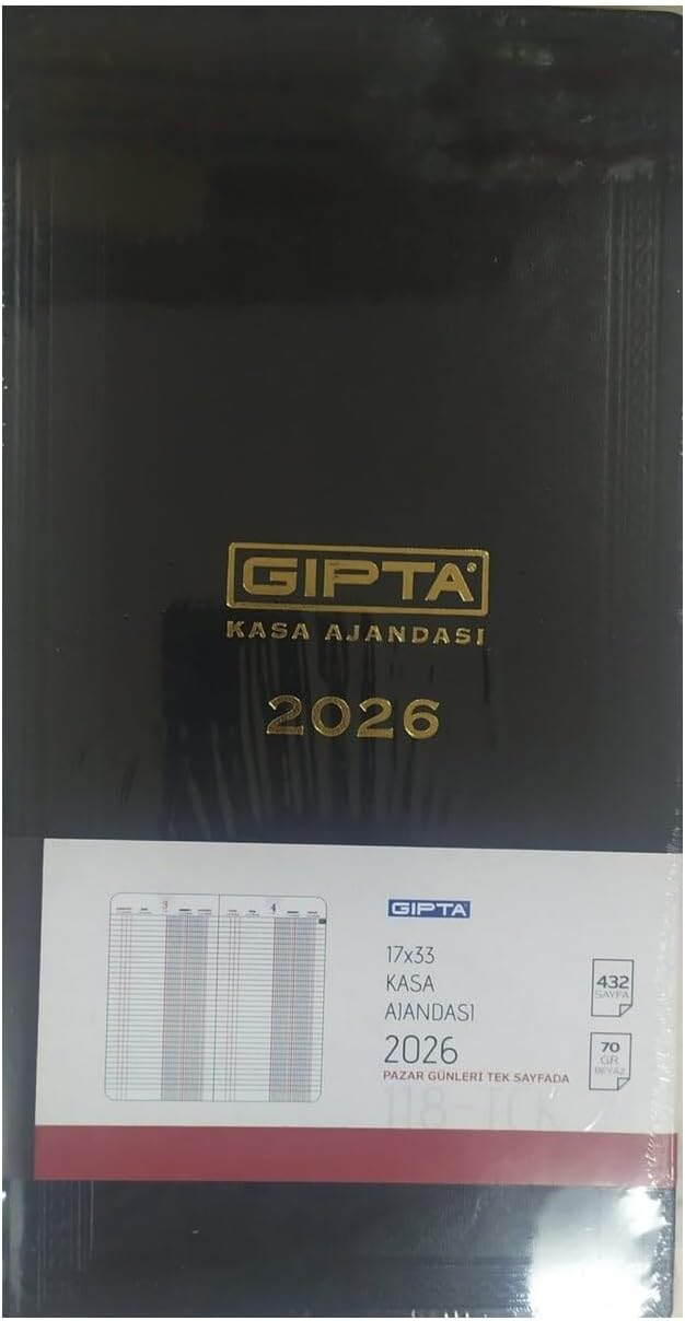 Alternative view of Gıpta 2026 Ticari Kasa Ajandası, 17x33 cm, 432 Sayfa, Siyah