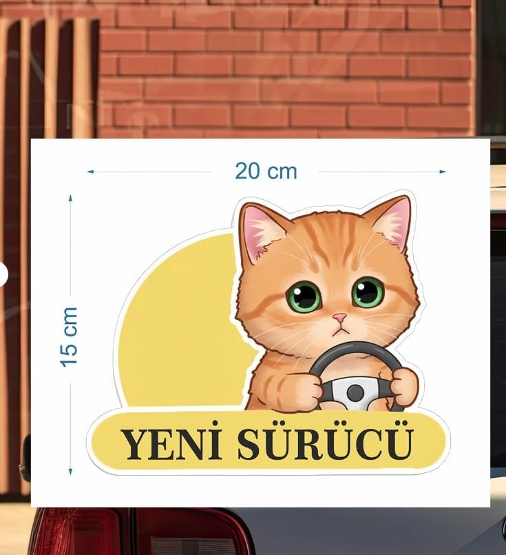Alternative view of Yeni Sürücü Sevimli Kedi Araba Etiketi &