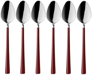 Alternative view of Gümüş Kırmızı Tatlı Kaşığı Seti, Kahvaltı Kaşık Seti, Paslanmaz Çelik, 6 Adet
