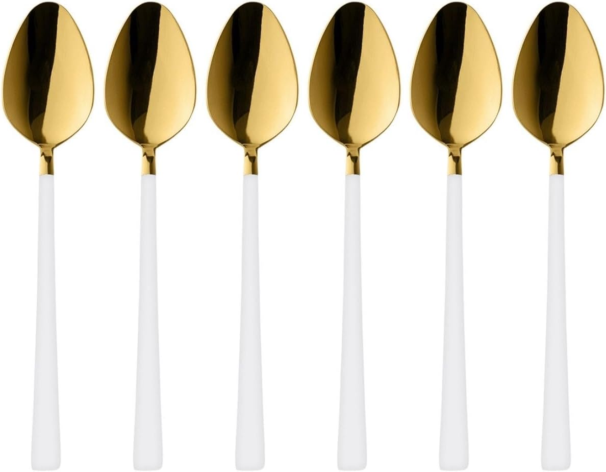 6 Parça Tatlı Kaşığı Seti, Paslanmaz Çelik, Beyaz, 16 cm, 110 gram, Elde Yıkanabilir