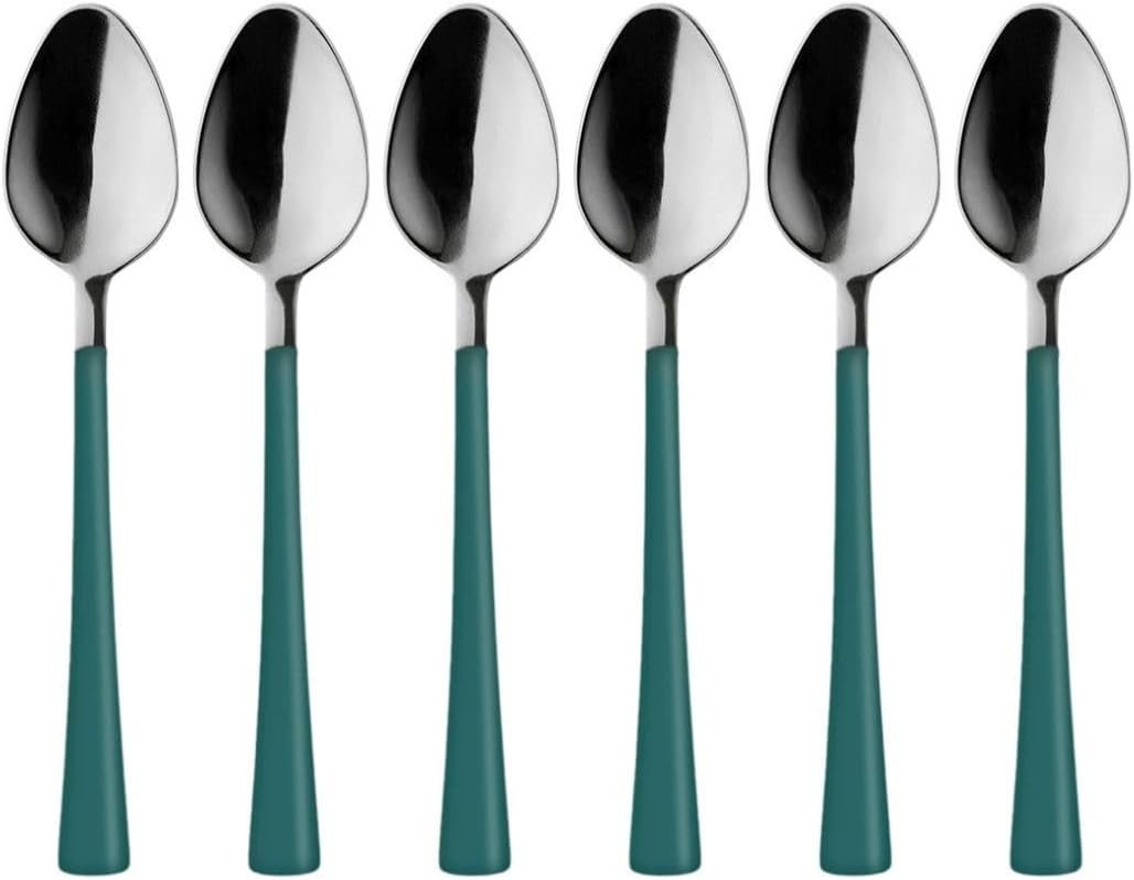 Alternative view of 6 Parça Çay Kaşığı Seti, Paslanmaz Çelik, Gümüş Yeşil, 11 cm, 70 gram, El Yıkama