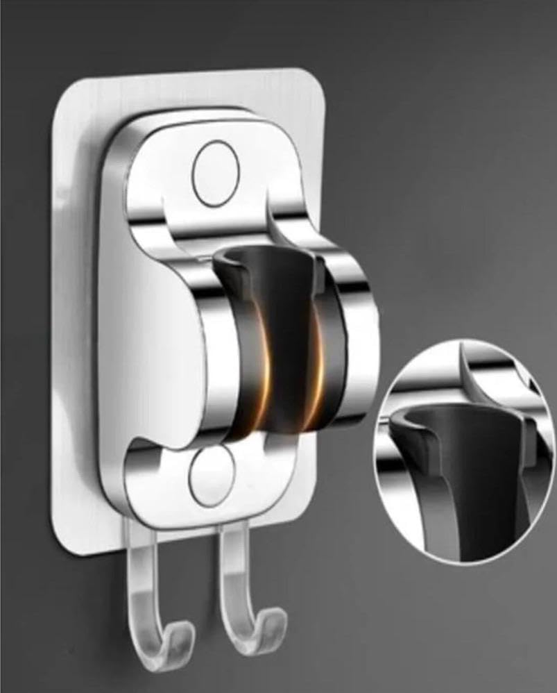 Yapışkanlı Duş Başlığı Tutucu ve Askı Aparatı,Delmeden Montaj Güçlü Yapışkanlı Duvar Aparatı, Ayarlanabilir Duş Başlığı Sabitleyici, Banyo İçin Paslanmaz Krom Görünümlü Dayanıklı Duş Başlığı Duvar T