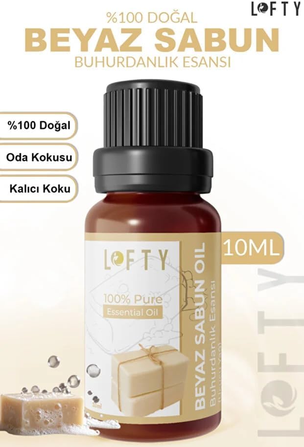 Lofty Beyaz Sabun Saf Uçucu Yağ (10ml) -%100 Doğal Esansiyel Yağ | Buhurdanlık, Difüzör ve Oda Kokusu İçin Ferahlatıcı Etki
