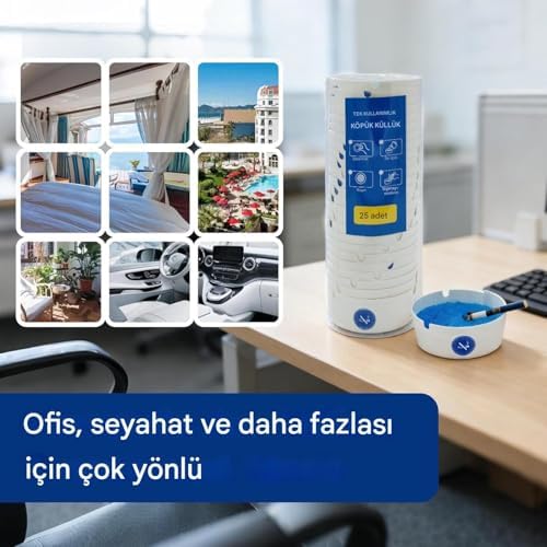 25’li Kullan At Jel Küllük Seti - Koku Önleyici Sigara Söndürücü, Araç İçi ve Ev İçin Pratik Köpük Küllük, 30 Saniyede Jelleşen Taşınabilir Küllük Seti