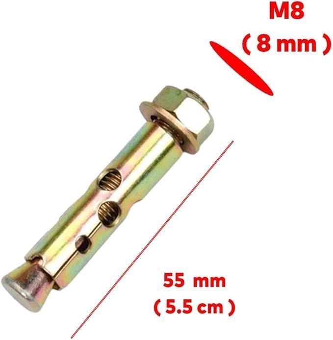 Alternative view of Gömlekli Çakma Çelik Dübel, M8x55 mm, Raf Montaj Bağlantı, Zemin Monte Tavan Asma Aparat (10, 8x55)