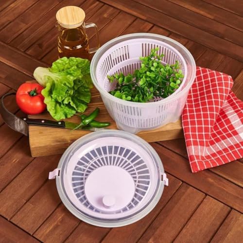 Alternative view of Geniş Hazneli Salata ve Sebze Kurutucu (4.4 Litre) - 360° Dönebilen Çevirmeli Süzgeçli ve Servis Kaseli Mutfak Gereci