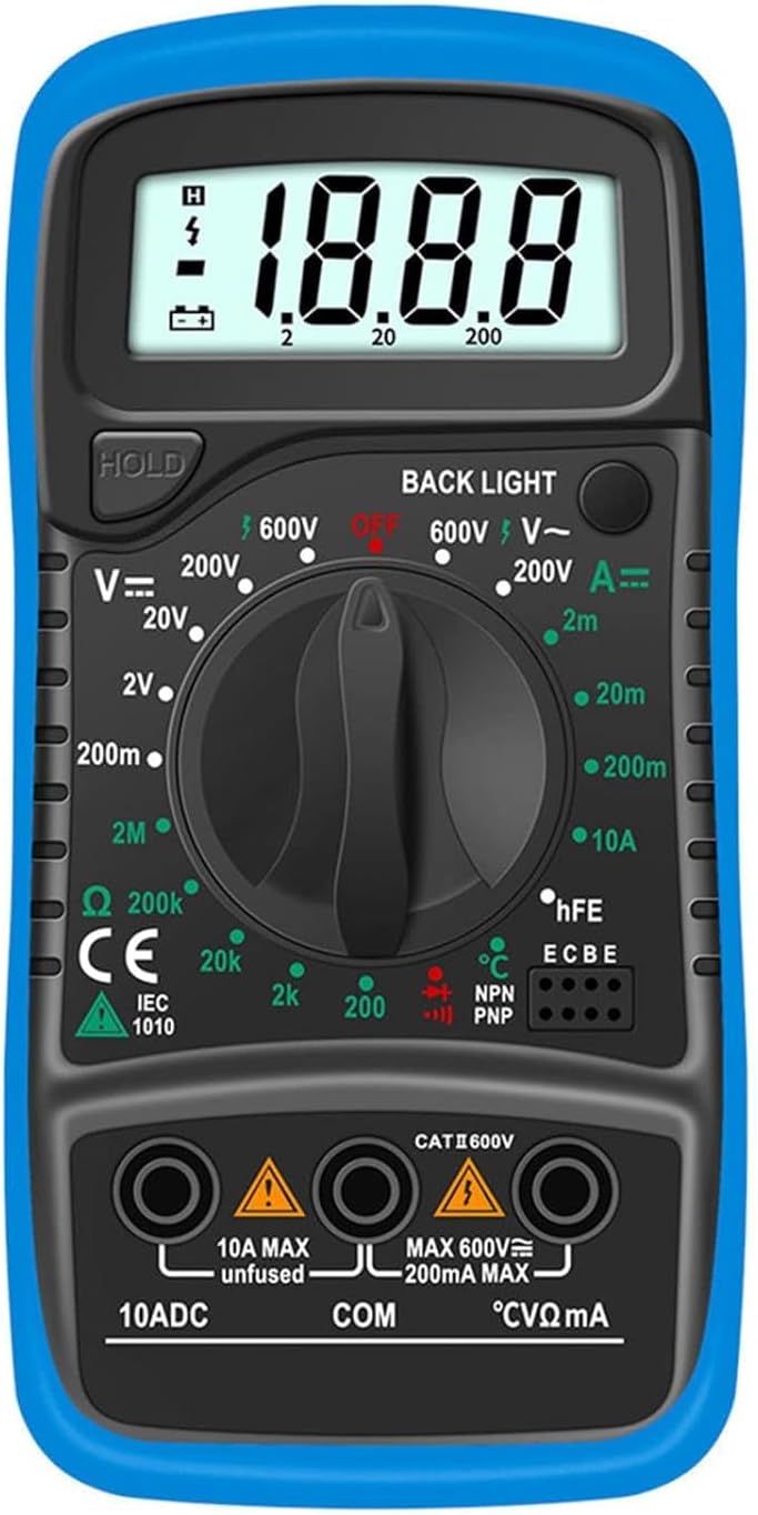 Alternative view of LED Ekranlı Dijital Multimetre Ölçü Aleti, Işıklı Ekranlı Elektrik Akım Ölçer, Silikon Kılıflı Açılabilir Ayaklı Multimetre, Voltmetre Ampermetre Ohmmetre Elektrik Test Cihazı