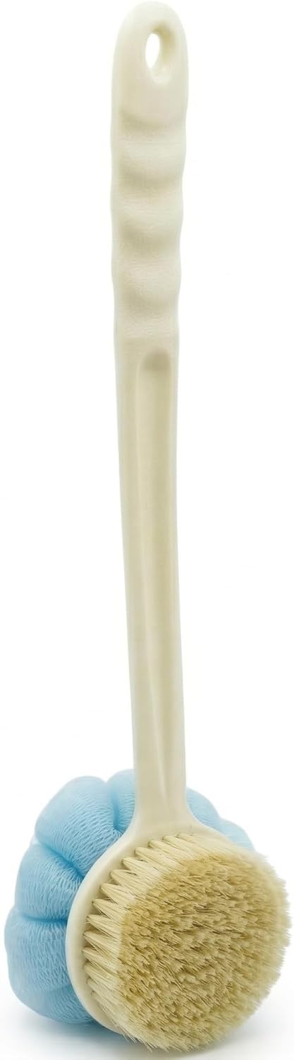Alternative view of 2'si 1 Arada Uzun Saplı Banyo Lifi ve Sırt Fırçası (38 cm) - Çift Taraflı Duş Masajı ve Kese Fırçası