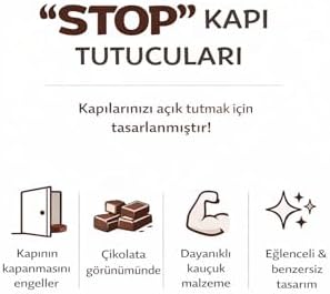 STOP Kapı Tutucu, Çikolata ve Beyaz Görünümlü PVC Malzeme Kapı Stoperi, Kaymaz Kapı Altı Tutucu, Kapı Kapanmasını Engeller, Dayanıklı Kapı Durdurucu, Ev Ofis Yatak Odası için Kapı Stoperi
