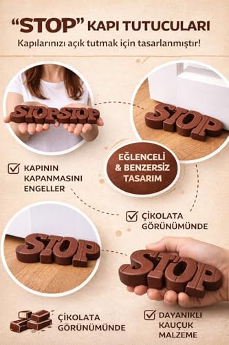 Alternative view of STOP Kapı Tutucu, Çikolata ve Beyaz Görünümlü PVC Malzeme Kapı Stoperi, Kaymaz Kapı Altı Tutucu, Kapı Kapanmasını Engeller, Dayanıklı Kapı Durdurucu, Ev Ofis Yatak Odası için Kapı Stoperi