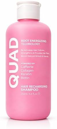 QUAD Hair Recharging Şampuan, Kafein Biotin Keratin Kolajen ile Saç Dökülmesine Karşı, 250 ml