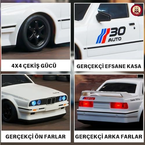 Alternative view of Giffy/Oyuncak BMWW E30 Araba 4x4 Uzaktan Kumandalı Araba 2.4GHz Şarjlı LED Işıklı 15 Km Hız Araba (Beyaz)