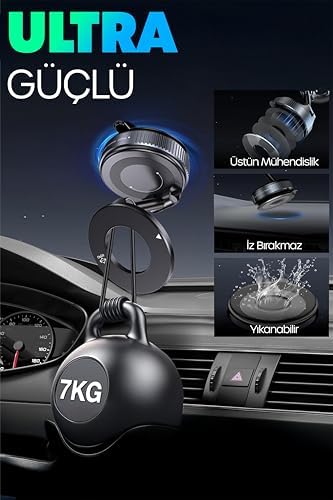 Alternative view of SOGUD MagSafe Manyetik Araç Telefon Tutucu Vakumlu Vantuzlu, 360° Döner Telefon Standı, Güçlü N52 Mıknatıs, Cam ve Masa Uyumlu Araç İçi Telefon Tutucu, Tüm Telefonlar