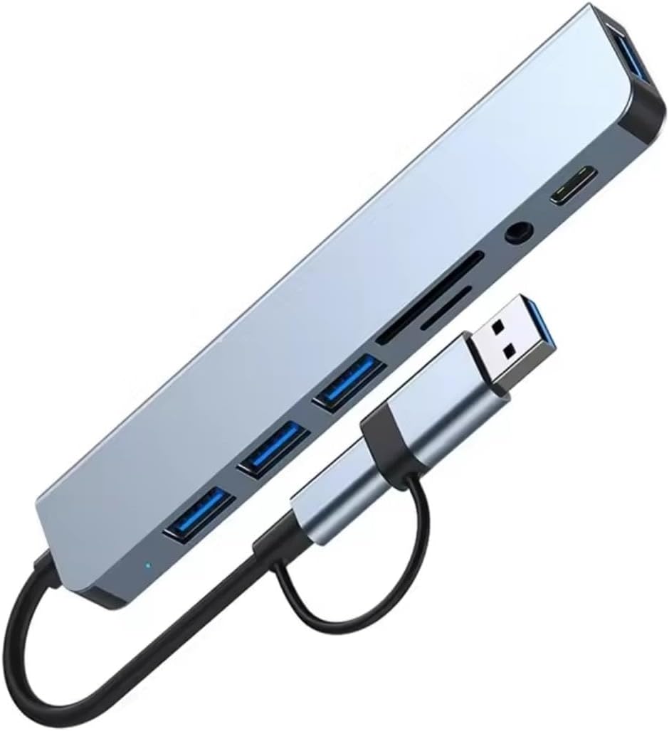 Alternative view of 1060 8 in 2 USB-C & USB 3.0 Hub Çoklayıcı USB, Type-C, SD/TF ve Aux Çevirici x USB 3.0: 5Gbps ultra hızlı veri transferi. Klavye, mouse ve yazıcılar için stabil bağlantı.