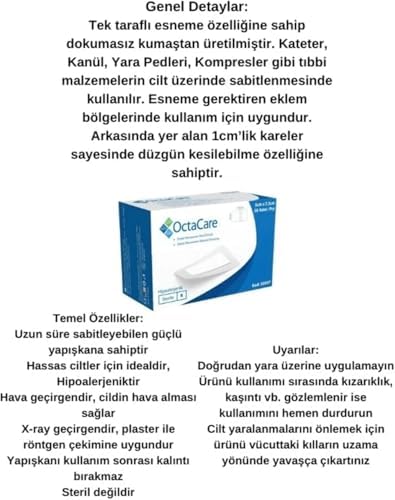 OctaCare Yapışkanlı Yara Örtüsü, Elastik Nonwoven Yara Bandı, Steril, Hipoalerjenik, 9cm x 10cm, 25 Adet