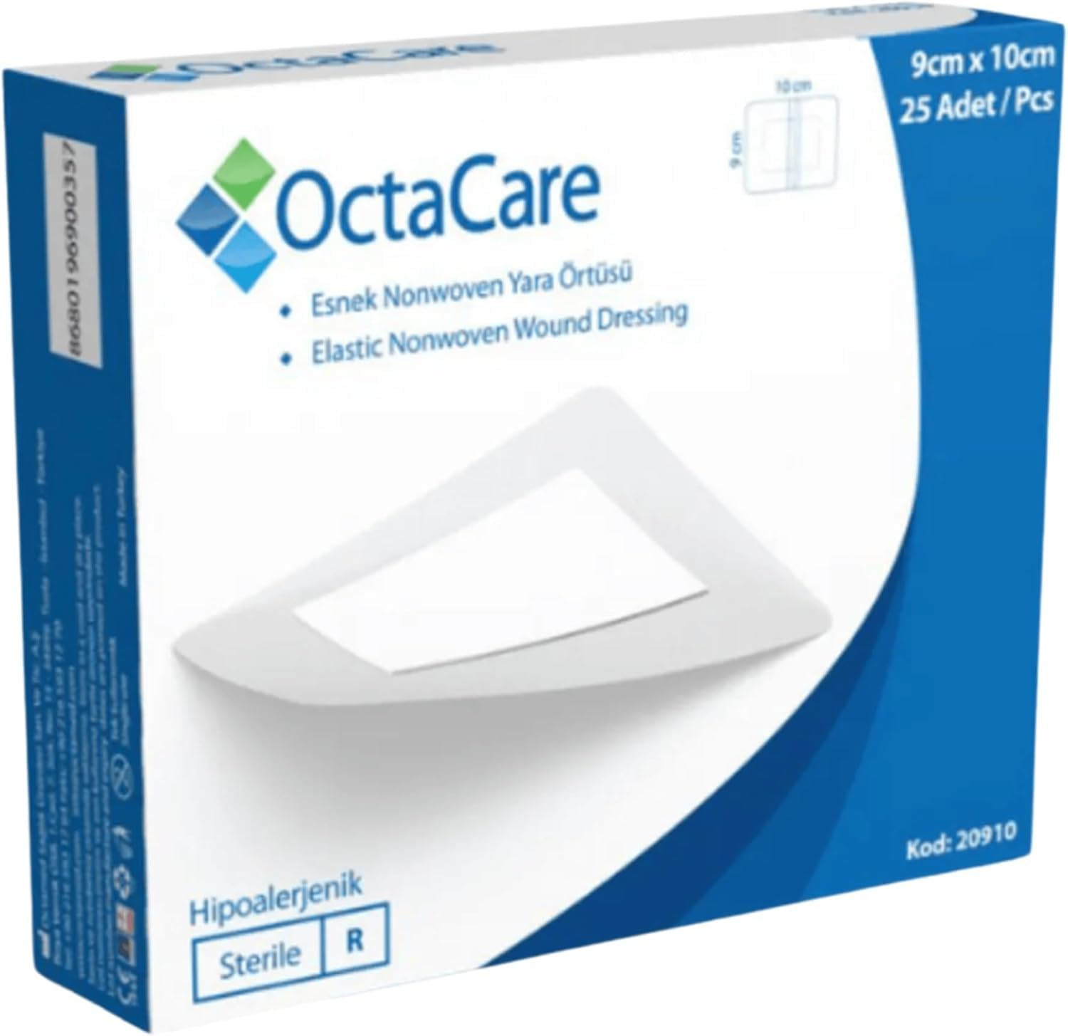 Alternative view of OctaCare Yapışkanlı Yara Örtüsü, Elastik Nonwoven Yara Bandı, Steril, Hipoalerjenik, 9cm x 10cm, 25 Adet