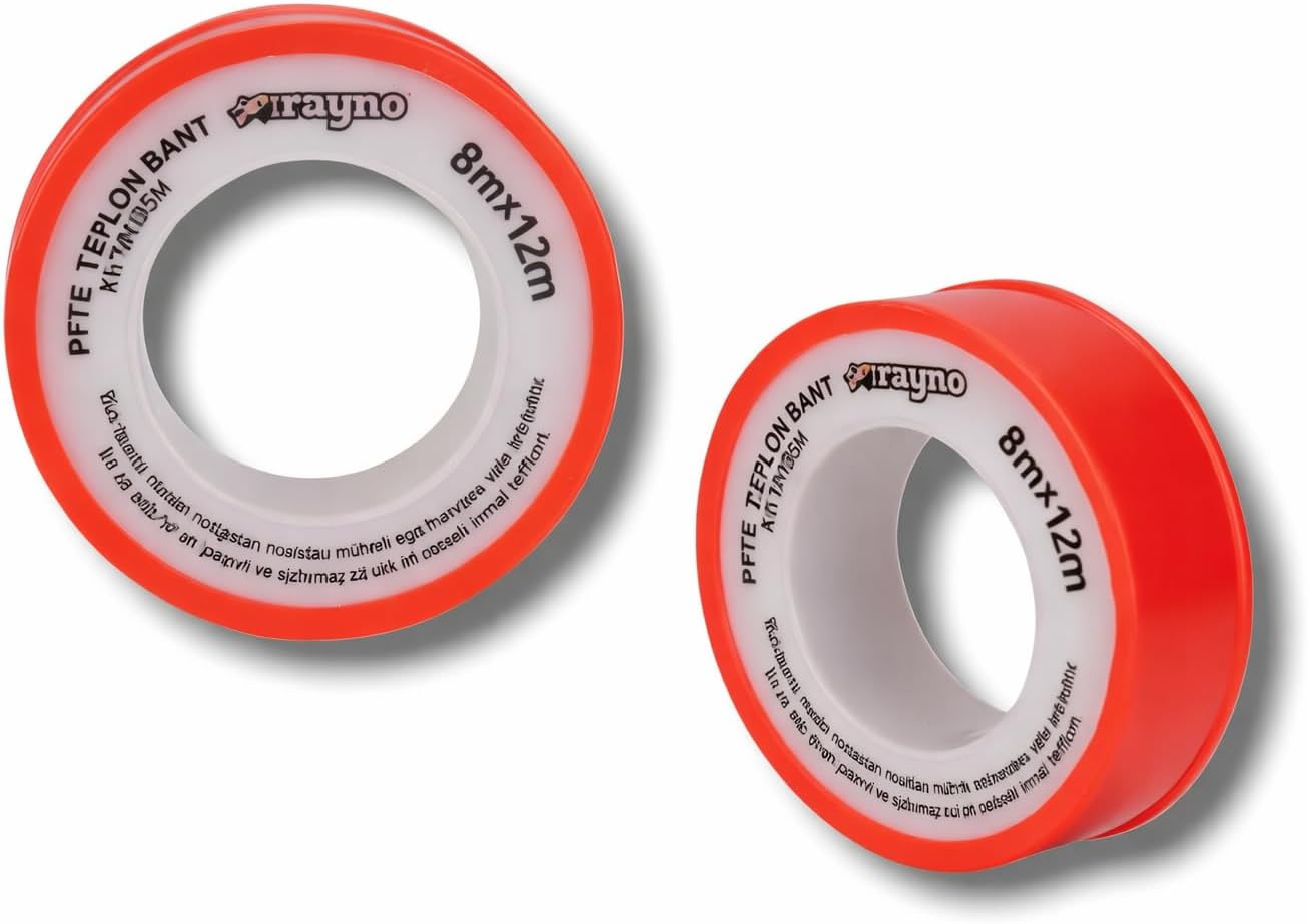 Alternative view of Rayno PTFE Teflon Bant 10 Adet 8mm x 12m | Su ve Gaz Tesisatı için Sızdırmazlık Bandı | Yüksek Dayanım 10 Adet