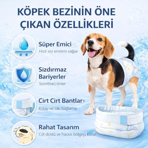 Alternative view of Dişi Köpek ve Kedi Tuvalet Bezi L – Ultra Emici ve Sızdırmaz Pet Bezi, Regl (Kızgınlık) Dönemi, İdrar Kaçırma ve Tuvalet Eğitimi İçin Tek Kullanımlık Pet Diaper – Rahat Ayarlanabilir Fit