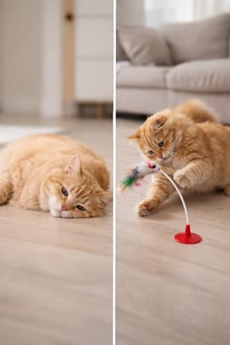 Alternative view of Vantuzlu Kedi Oyuncağı Fare Şekilli Zıplayan Tüy Oyuncak Interaktif Kedi Oyuncağı Masa Zemin İçin Eğlenceli Kedi Aktivite Oyuncağı