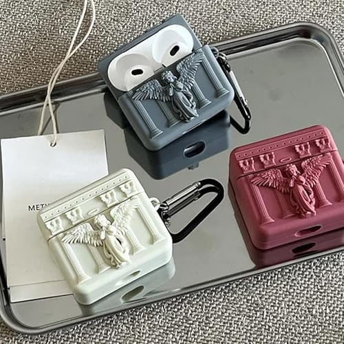 AirPods ile uyumlu 4.Nesil Earbuds Sert Kulaklık Kılıfı Yumuşak Soft Dokunuş Karakter Görünümlü Kılıf (Grey, AirPods 4. nesil)