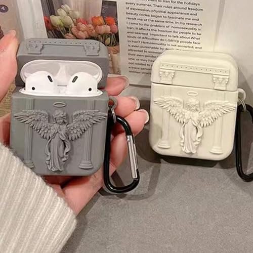 Alternative view of AirPods ile uyumlu 4.Nesil Earbuds Sert Kulaklık Kılıfı Yumuşak Soft Dokunuş Karakter Görünümlü Kılıf (Grey, AirPods 4. nesil)