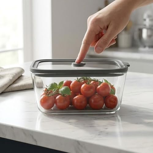 Alternative view of Cam Kapaklı Silikon Vakumlu Borosilikat Saklama Kabı - 1400 ml Büyük Boy Erzak, Bakliyat ve Makarna Kavanozu